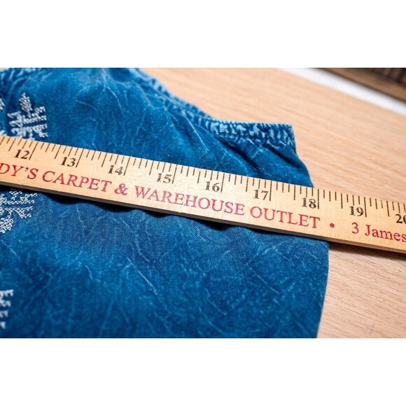 Rayasun L cotton/rayon embroidered blue button up tank top Boho fairy - Picture 5 of 6